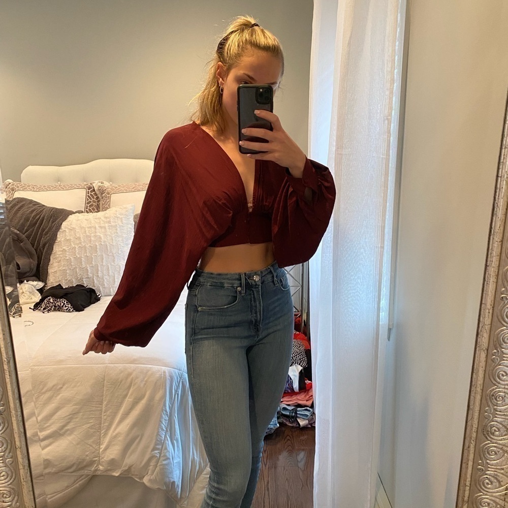 Deep Vneck Blouse crop top